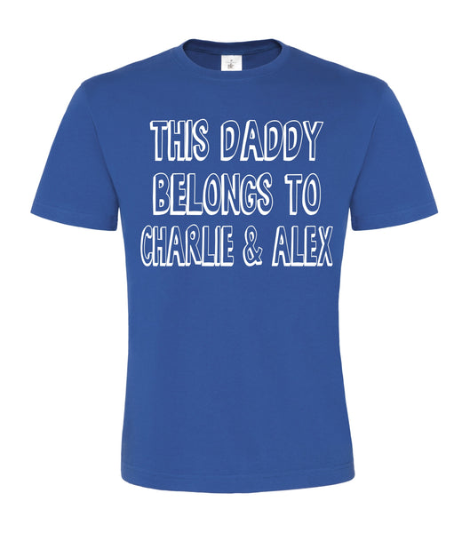 T-shirt unisexe personnalisé 'Ce papa appartient à...' D2 