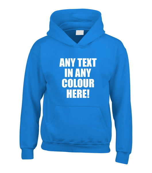 Sweat à capuche personnalisé avec n'importe quel texte dans n'importe quelle couleur 