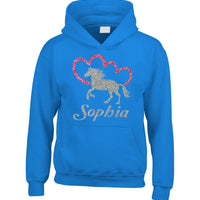 Sweat à capuche Horsey and Heart personnalisé avec imprimé scintillant scintillant 