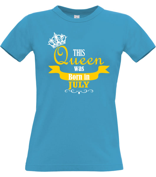 Personnalisé cette reine est née en mois T-shirt ajusté d'anniversaire pour femmes