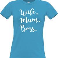 Épouse. Maman. Chef. T-shirt ajusté pour femmes 