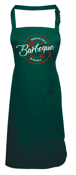 Personalised 'Skills on the Grills' Apron with White/Black & Red Print