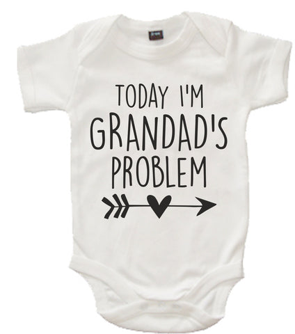 White 'Today I'm Grandad's Problem' Baby Bodysuit