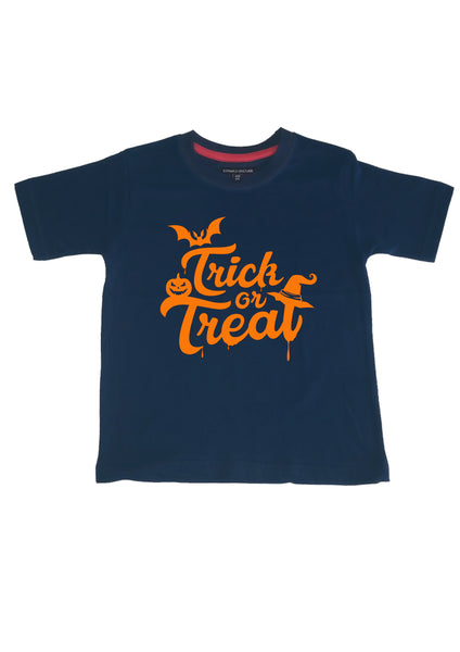 Trick or Treat Halloween Children's T-Shirt with black / white/ orange