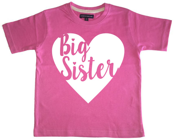 Big Sister and Little Sister Heart T Shirt and Baby Bodysuit Set