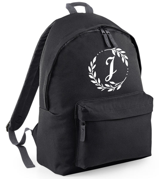 Personalised Initial in Wreath Backpack
