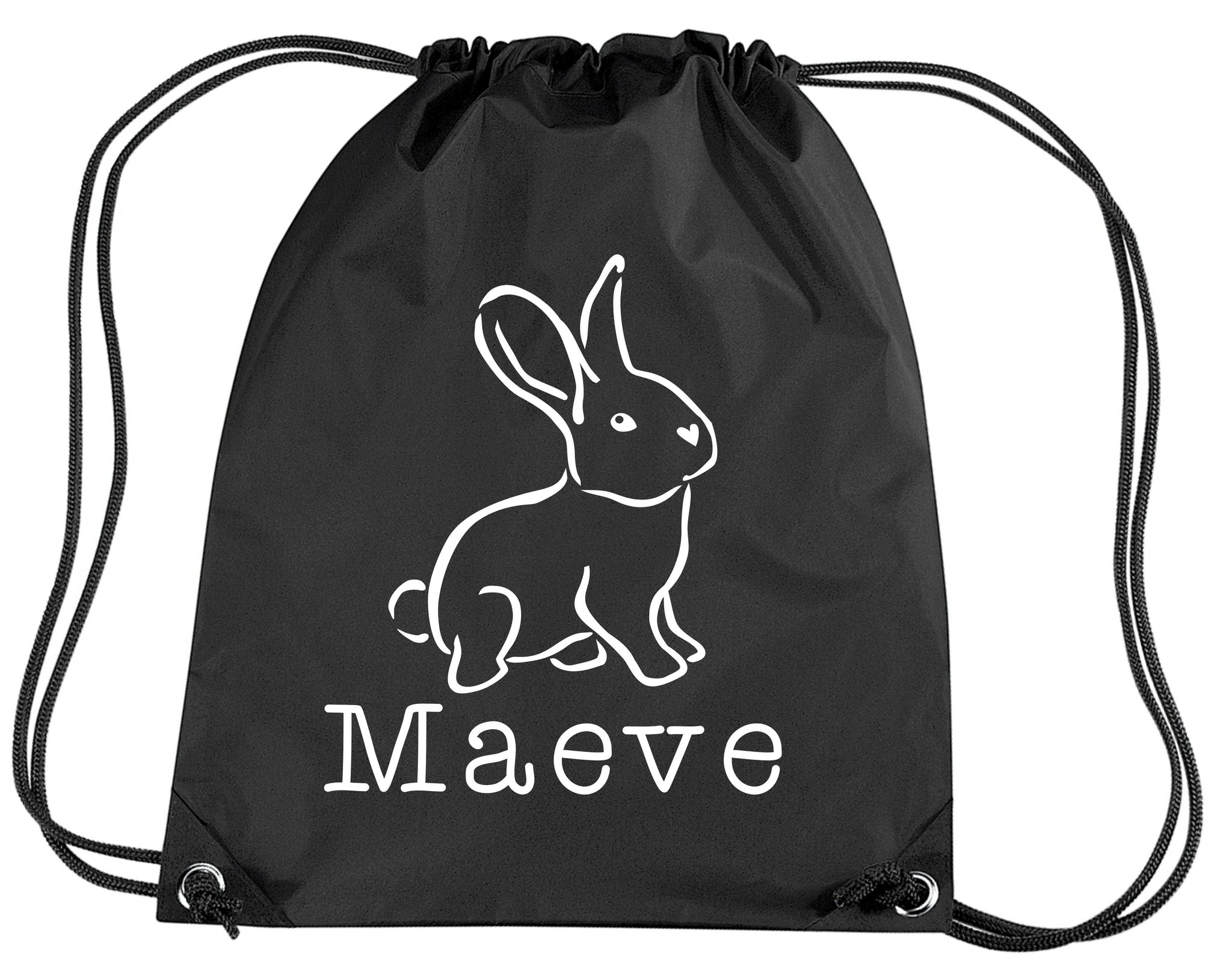 Personalised Illustrated Bunny with Name Drawstring Bag