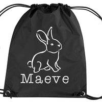 Personalised Illustrated Bunny with Name Drawstring Bag