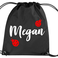 Personalised Ladybird and Name Drawstring Bag
