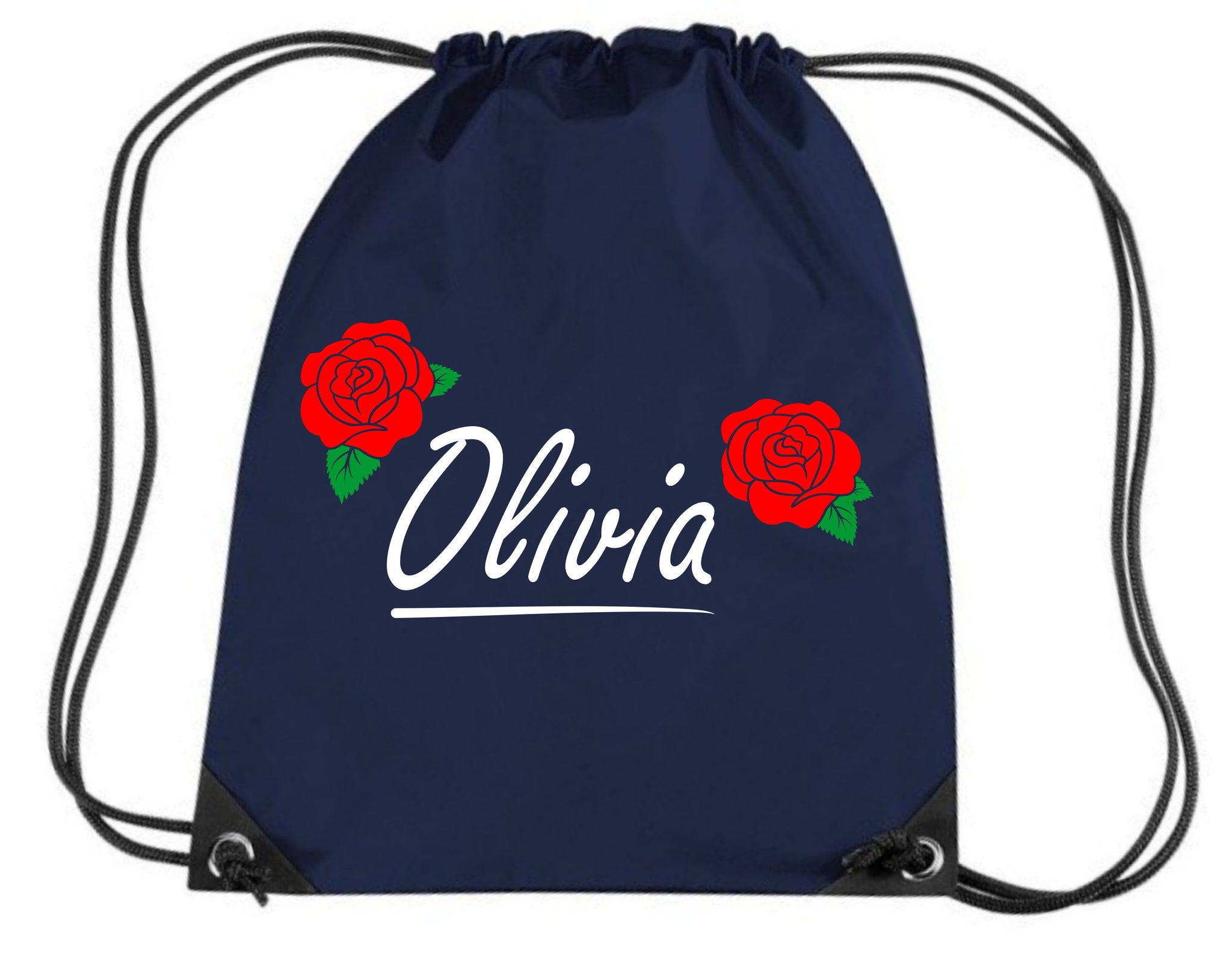 Personalised English Rose Drawstring Bag