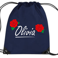 Personalised English Rose Drawstring Bag