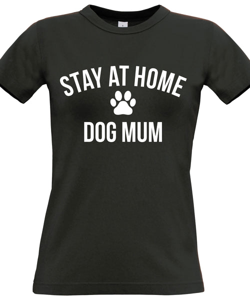 Women's Fitted T-Shirt 'Stay at Home Dog Mum'