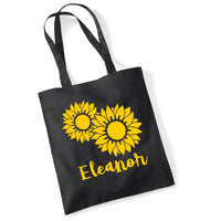 Personalised Sunflower Tote Bag with Yellow & Black Print