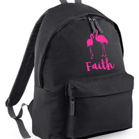 Personalised Flamingo with name Backpack with Hot Pink Print