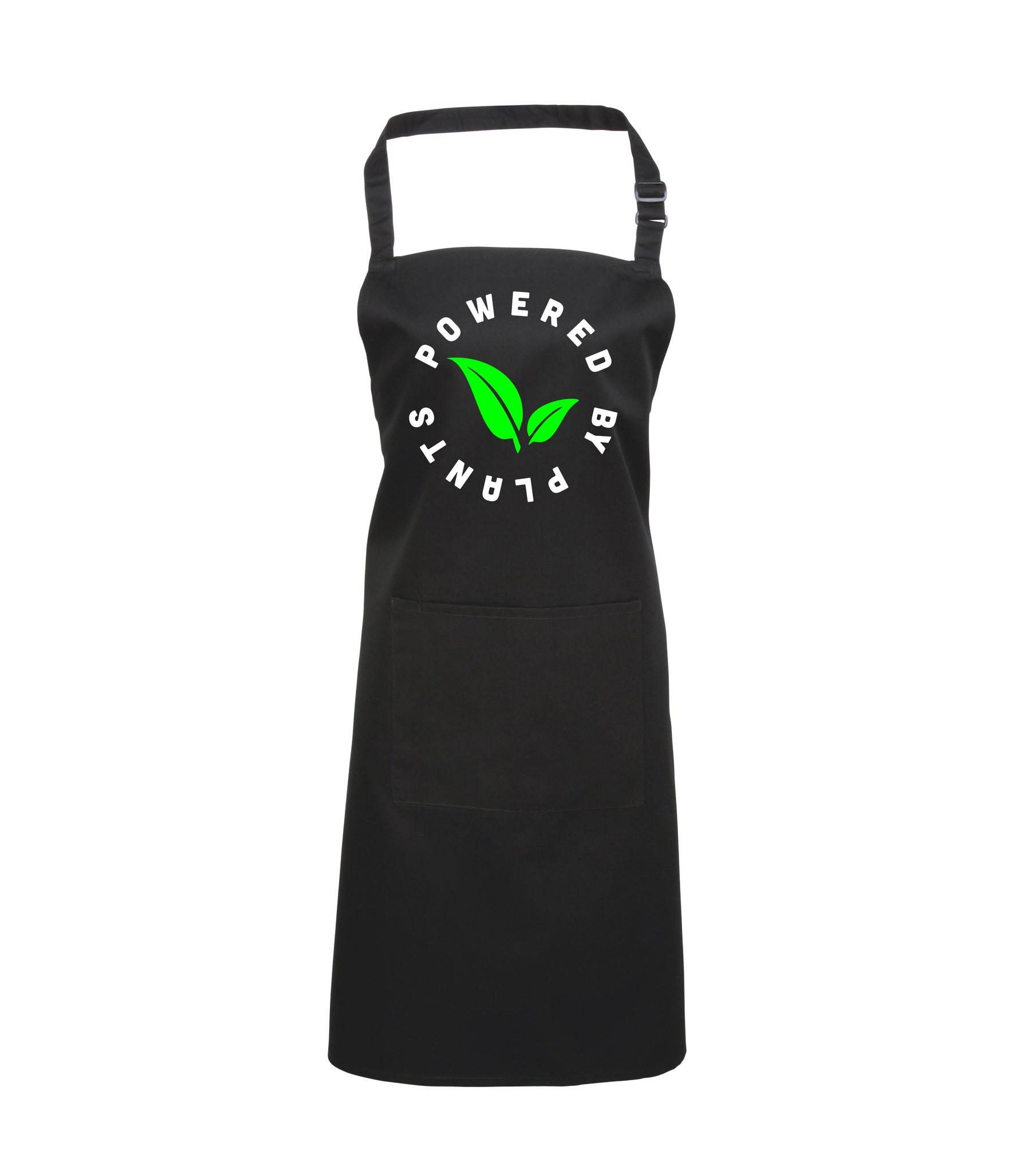 Powered By Plants Apron with White and Green Print
