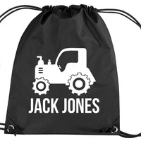Personalised Tractor with Name Drawstring Bag