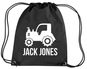 Personalised Tractor with Name Drawstring Bag