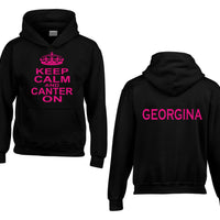 Personalised Keep Calm and Canter On Hoodie with Name on the Back