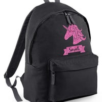 Personalised Unicorn (Design 2) Backpack with Glitter Print