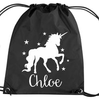 Personalised Unicorn With Stars Drawstring Bag