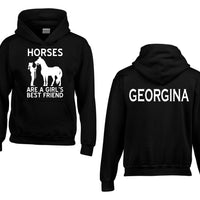Personalised Horses are a Girls Best Friend Hoodie with Name on The Back