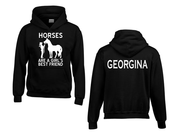 Personalised Horses are a Girls Best Friend Hoodie with Name on The Back