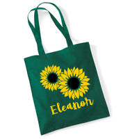 Personalised Sunflower Tote Bag with Yellow & Black Print
