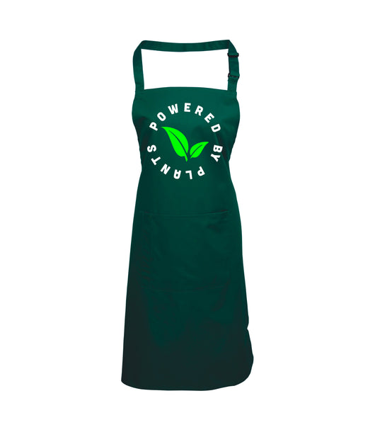 Powered By Plants Apron with White and Green Print