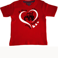 Un garçon qui aime les tracteurs T-shirt enfant 