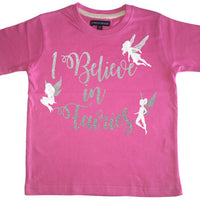I Believe in Fairies T-shirt pour enfant avec imprimé scintillant argent et blanc 