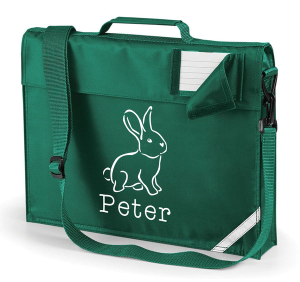 Personalised Illustrated Bunny with Name Bookbag with Straps
