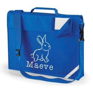 Personalised Illustrated Bunny with Name Bookbag with Straps
