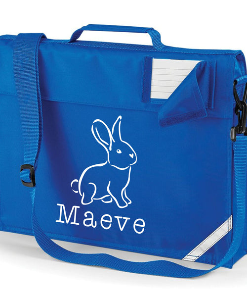 Personalised Illustrated Bunny with Name Bookbag with Straps