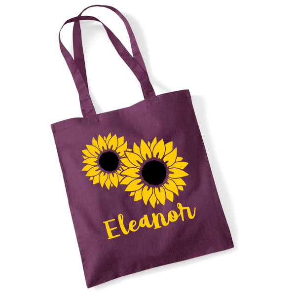 Personalised Sunflower Tote Bag with Yellow & Black Print