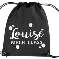 Personalised Daisy Ditsy Drawstring Bag with Name and Class