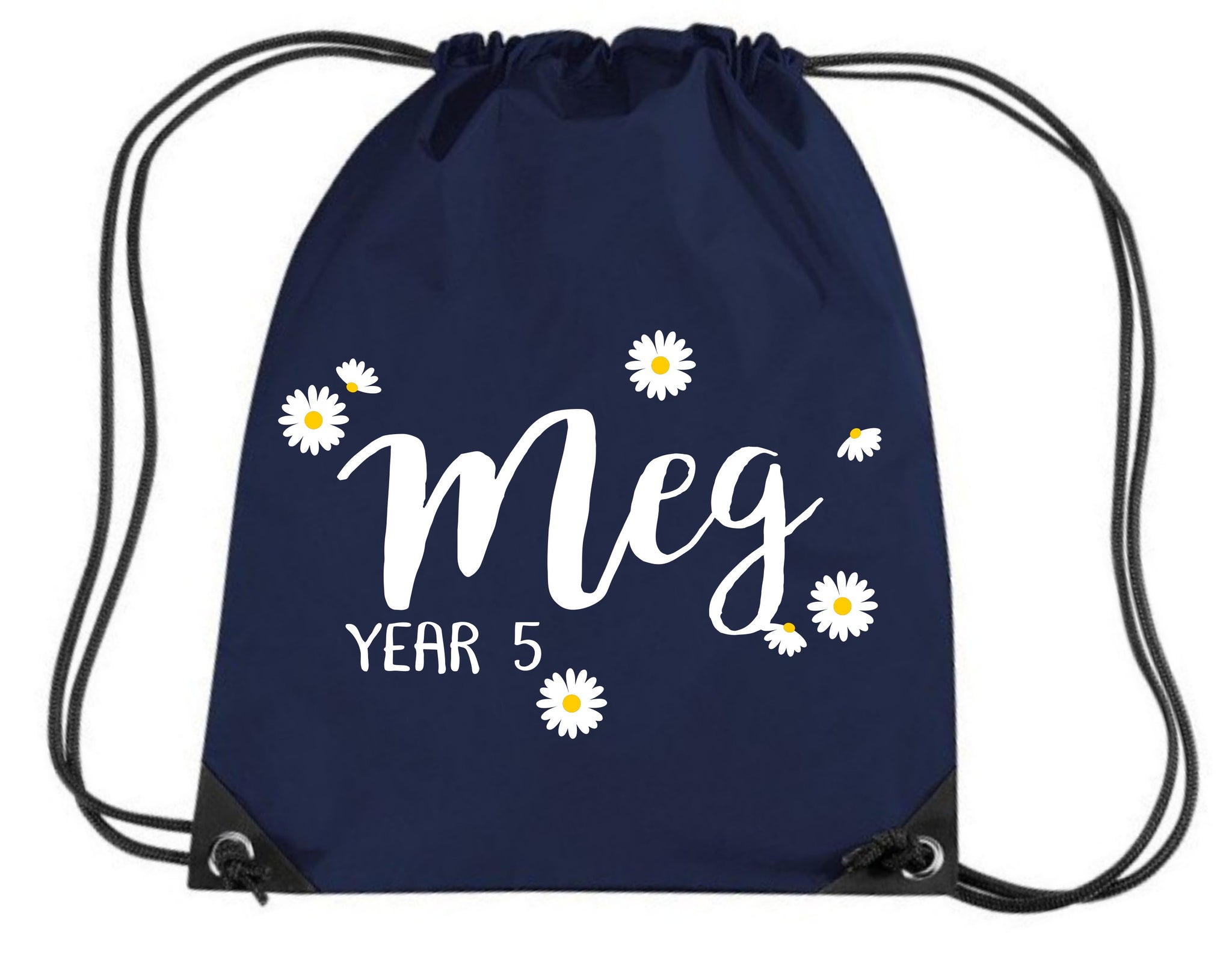 Personalised Daisy Ditsy Drawstring Bag with Name and Class