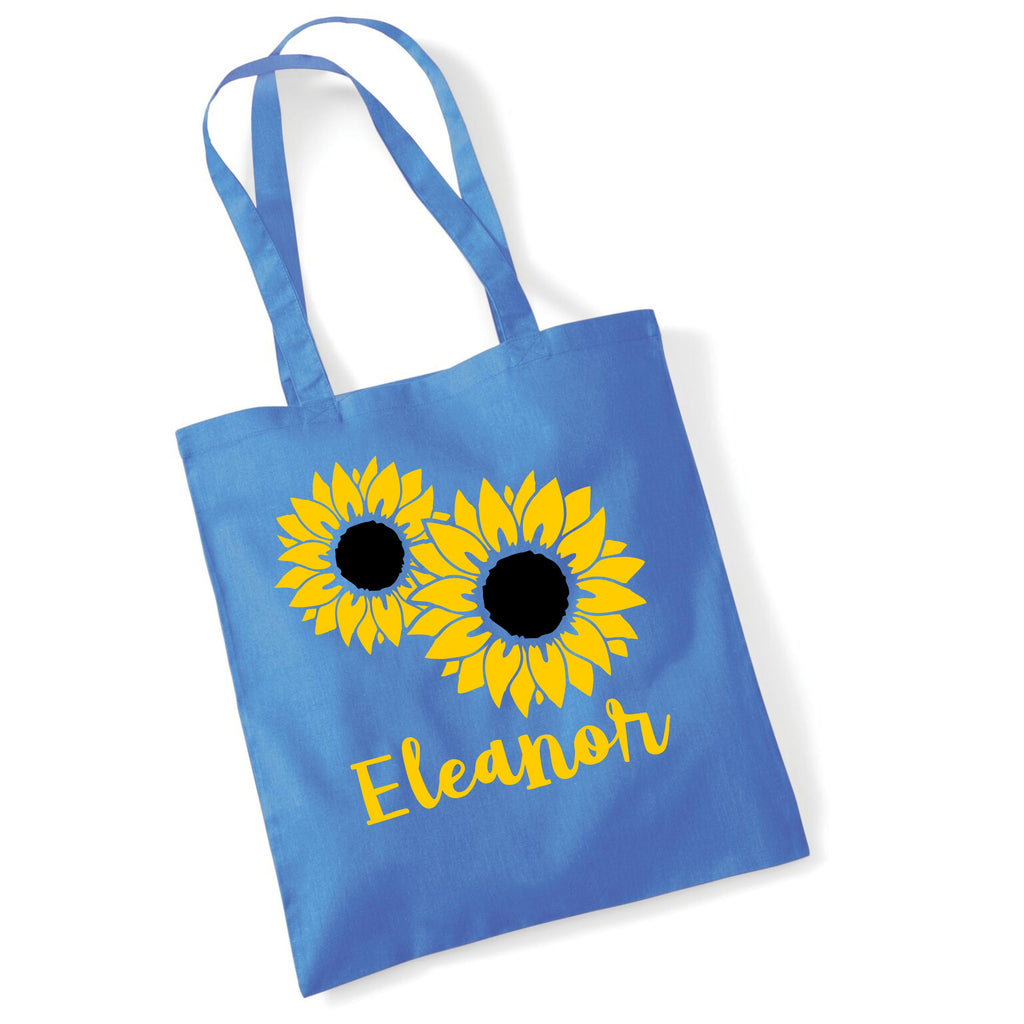 Personalised Sunflower Tote Bag with Yellow & Black Print