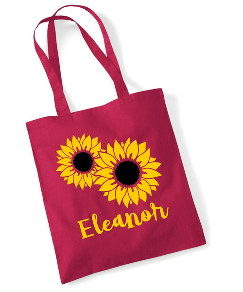 Personalised Sunflower Tote Bag with Yellow & Black Print