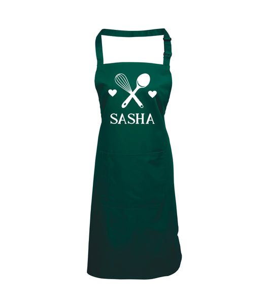 Personalised Crossed Spoon & Whisk Apron