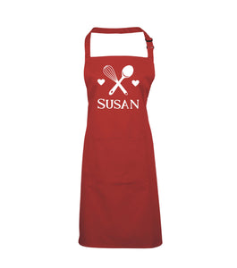 Personalised Crossed Spoon & Whisk Apron