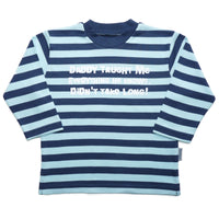 Papa m'a appris tout ce qu'il sait n'a pas pris longtemps ! T-shirt à manches longues rayé vert menthe et bleu marine