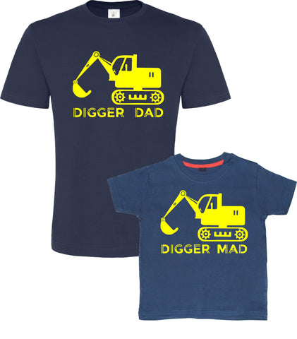 Ensemble T-shirt Digger Dad et Digger Mad 