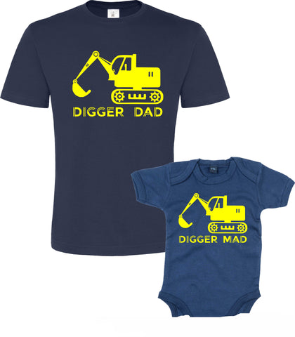 Ensemble t-shirt et body pour bébé Digger Dad et Digger Mad 