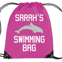 Personalised Dolphin Swimming Drawstring Bag