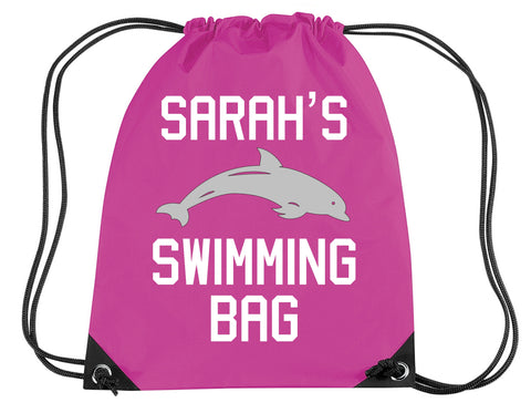 Personalised Dolphin Swimming Drawstring Bag