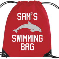 Personalised Dolphin Swimming Drawstring Bag