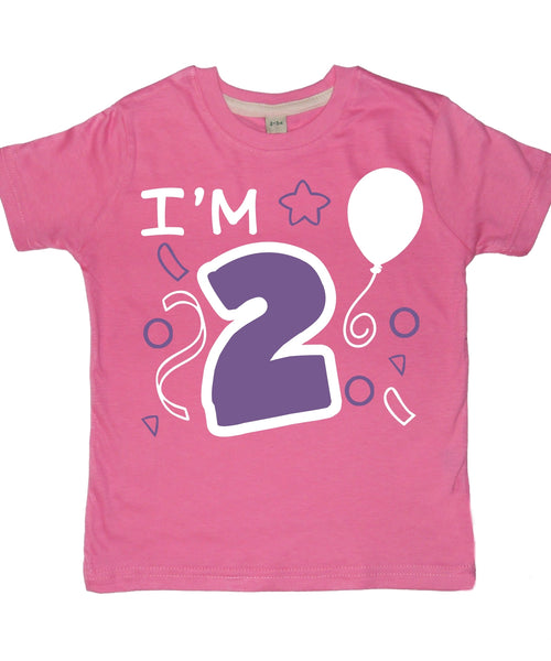 J'ai 2 ans - T-shirt cadeau de 2e anniversaire pour fille rose bubblegum en taille 2-3 ans avec un imprimé à paillettes blanches et roses scintillantes. 