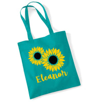 Personalised Sunflower Tote Bag with Yellow & Black Print