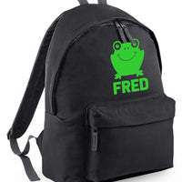 Personalised Frog Backpack with Green Print