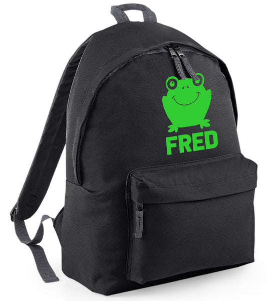 Personalised Frog Backpack with Green Print